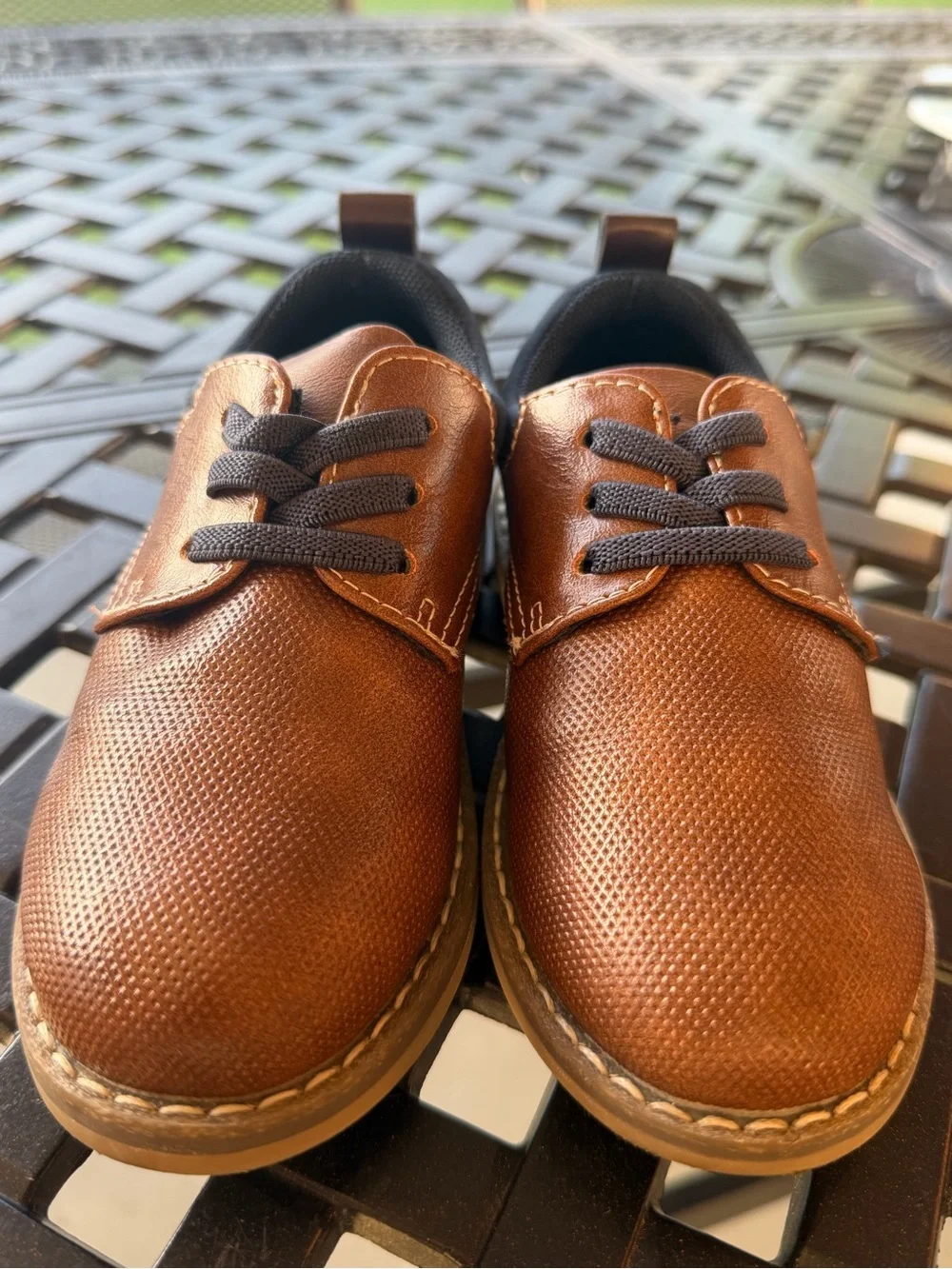Toddler Tan Moccasin-Style Lace-Up Shoes